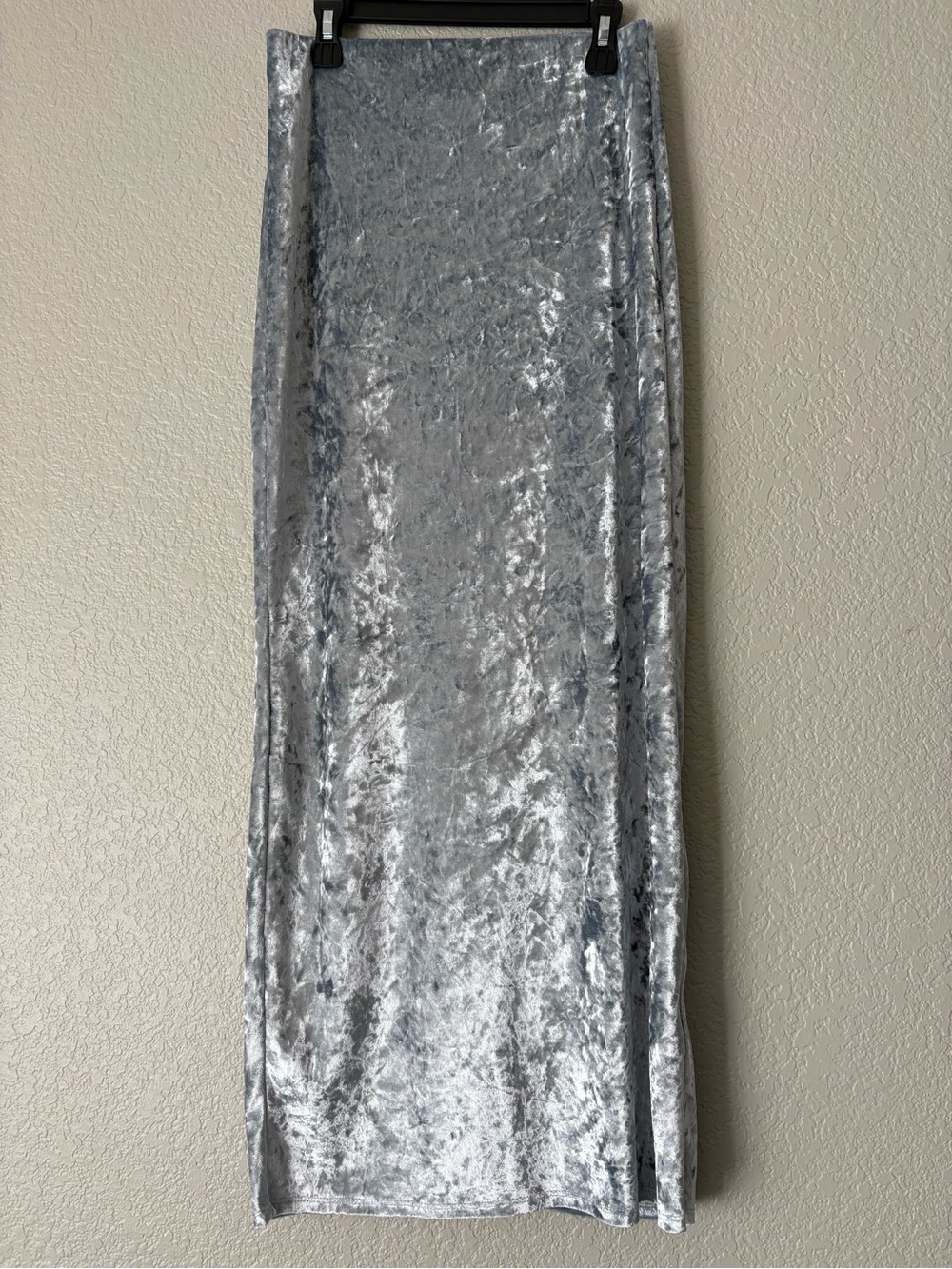 Kimchi Blue Silver Crushed Velvet Maxi Skirt